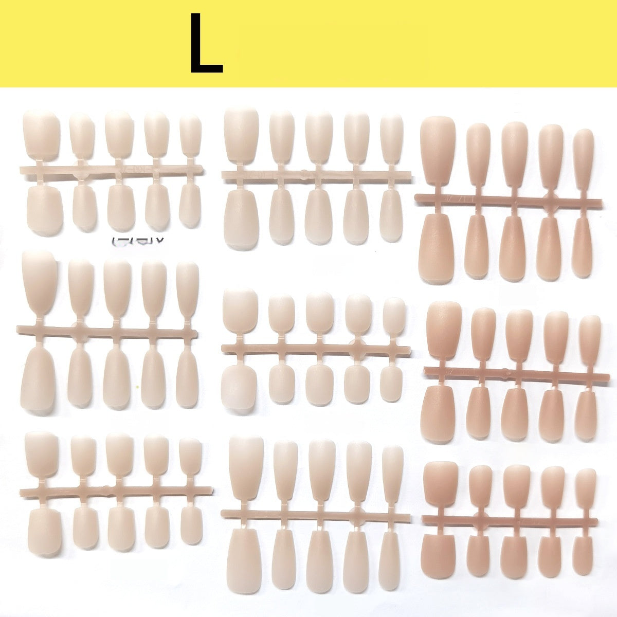 Large L-Size PMMA Matte Nude Press-On Nail Blanks - No Etching Required