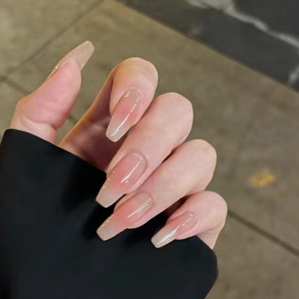 Gentle Blush Ombre & French Tip Press-On Nails | Sheer Nude