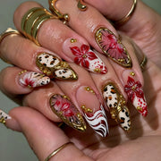 Glam 3D Charm Floral Animal Almond Medium Press On Nails – JP4602