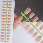 Guava Blush Green Gradient Short Square Press-On Nail Tips - DIY Blanks