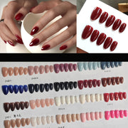 Solid Color Almond Press-On Nails - Reusable & Simple