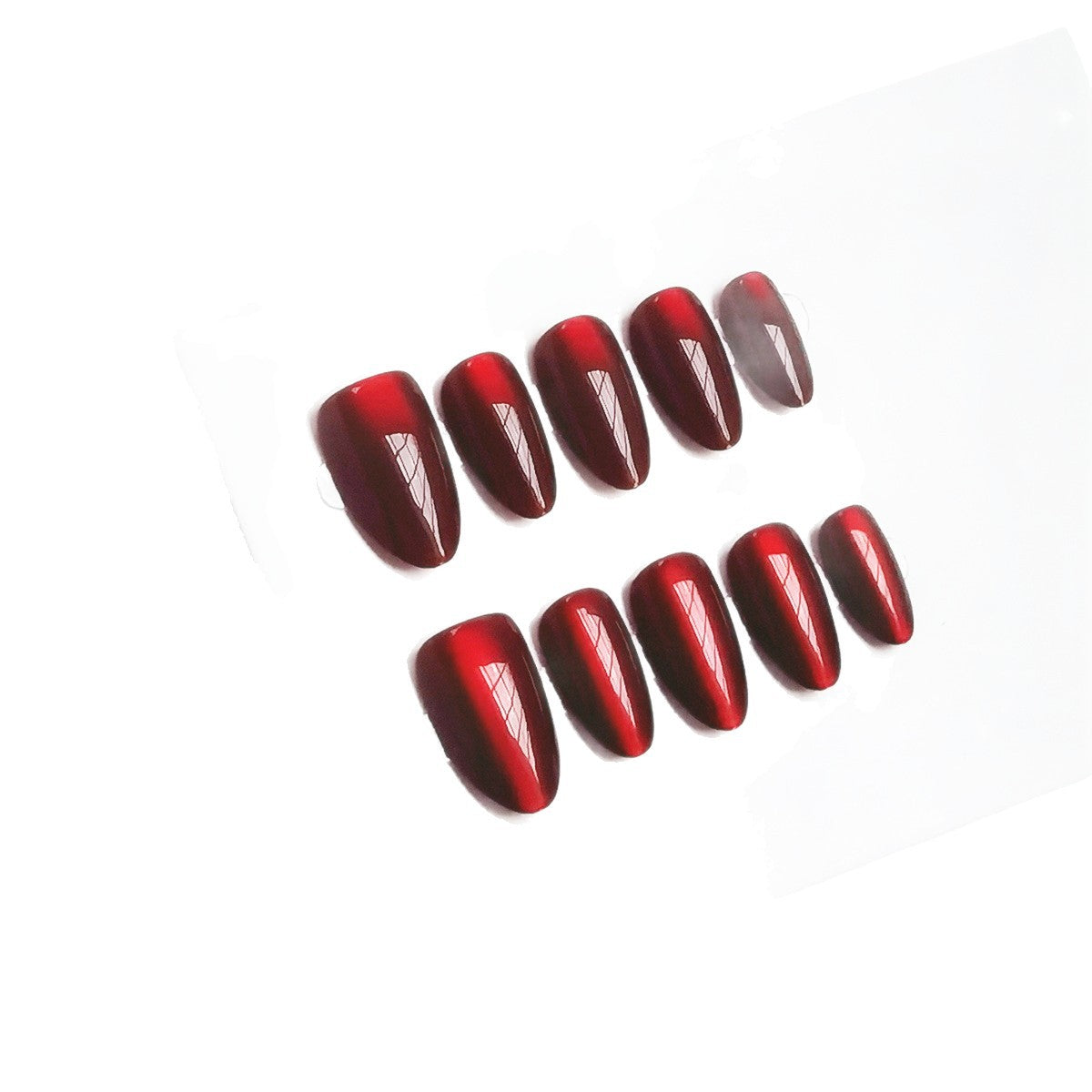 Chic Handmade Cat Eye Short Almond Press-On Nails