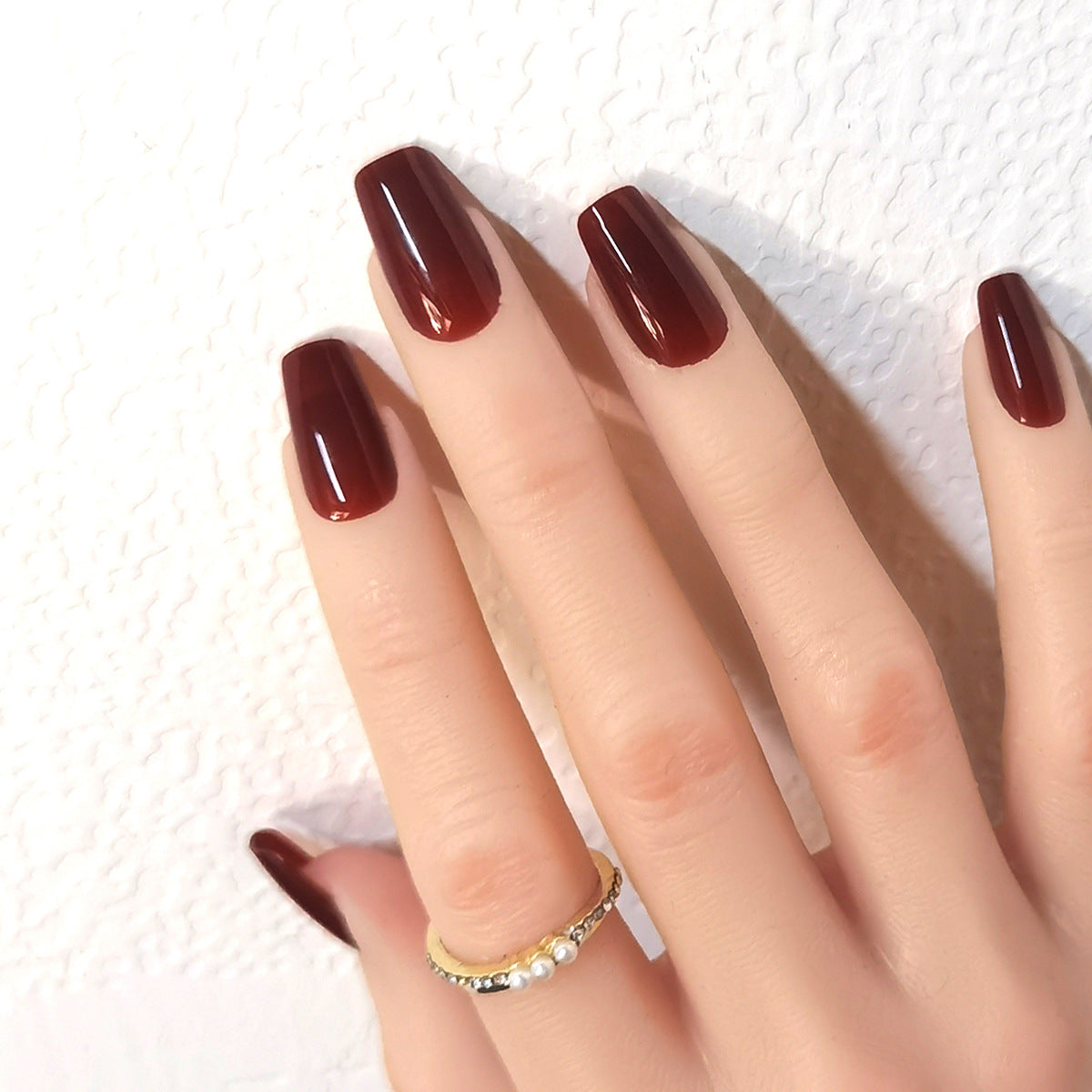 Timeless Burgundy Square Press-On Nails for Holiday & Wedding