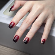 Chic Red & Black Ombre Press-On Nails | Edgy Short Square