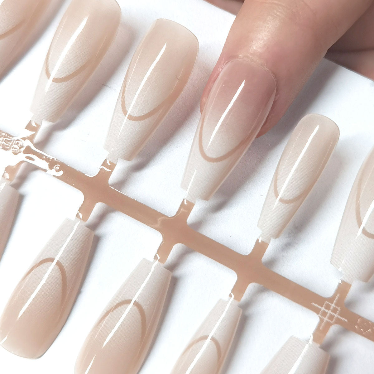 Elegant Nude Abstract French Press-On Nails - Tapered Coffin