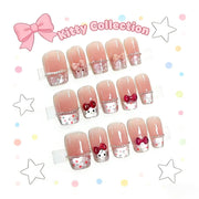 Sweet Kitty Bow Pink Blush French Press-on Nails