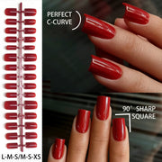 Classic Glossy Red Short Square Press-On Nails