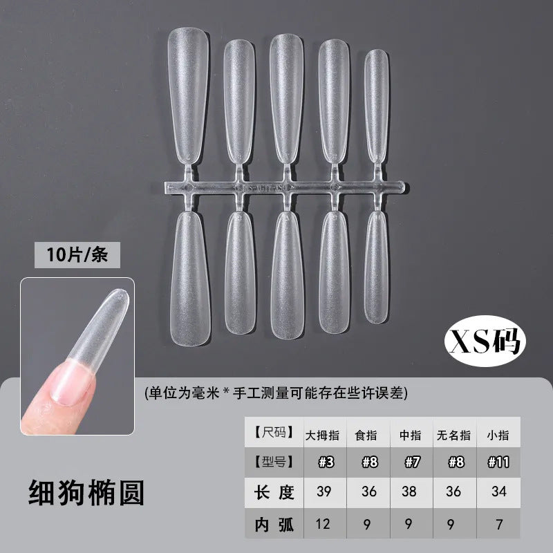 Slim Extra Long Frosted Press-On Nail Tips - Pre-Etched Full Cover Blanks
