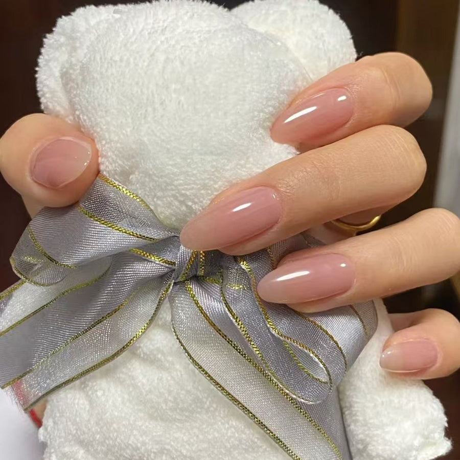 Everyday Glossy Nude Pink Almond Press-On Nails Set (30 Pcs)