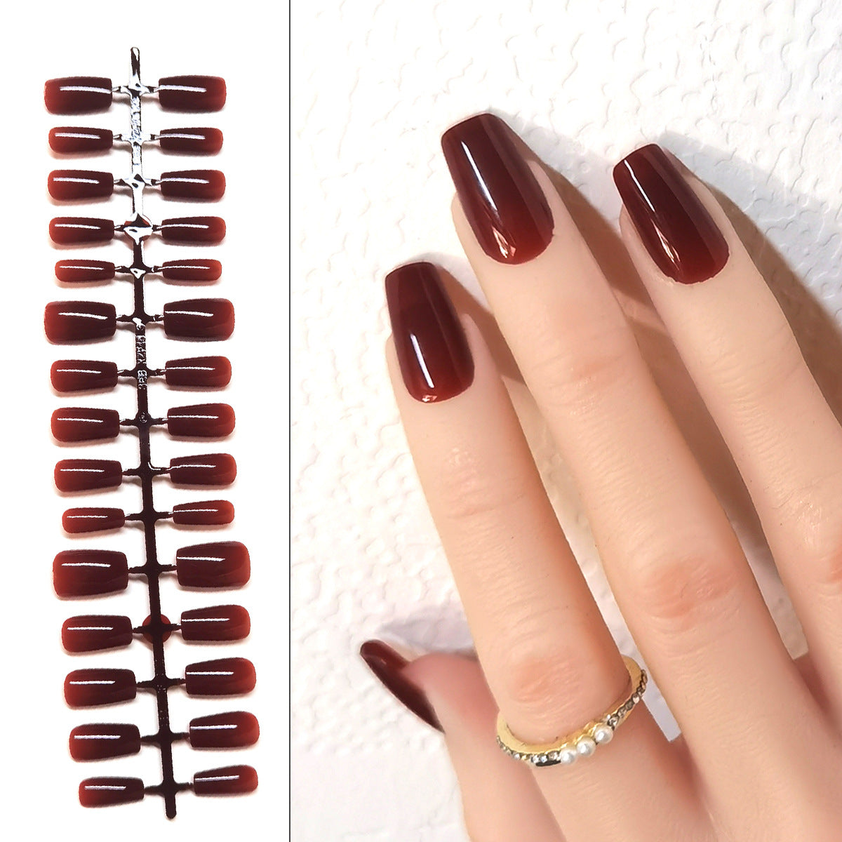 Timeless Burgundy Square Press-On Nails for Holiday & Wedding