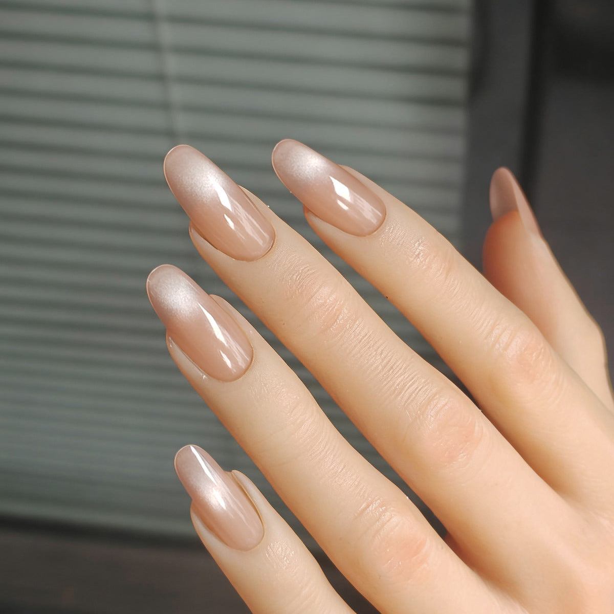 Nude Blush Cat Eye Oval Press-On Nail Tips