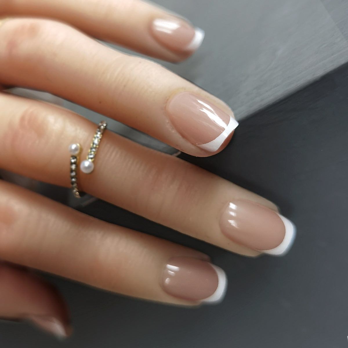 Classic Nude French Tip Short Press-On Nails