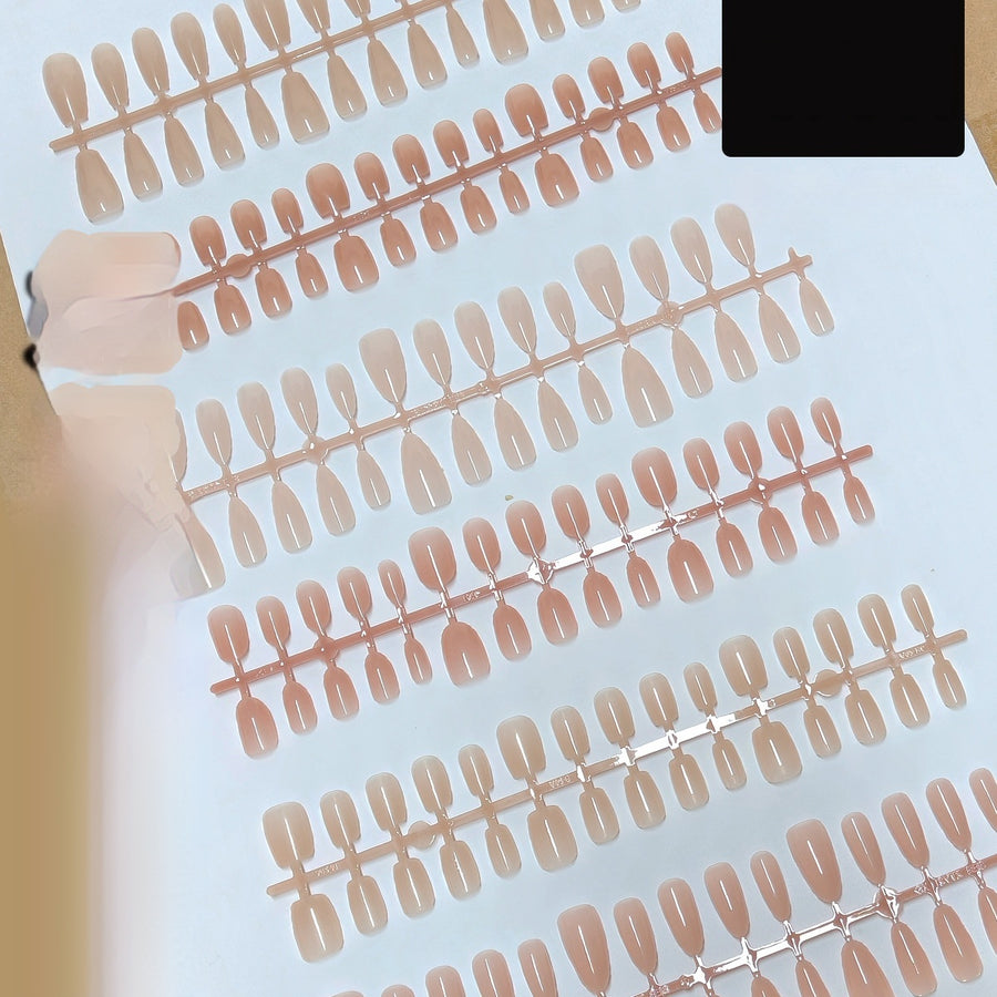 Minimalist Nude & Sheer Pink Glossy Press-On Nails - Clean Girl Aesthetic