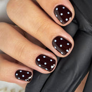 Black White Squoval Short Press On Nails – JP4654