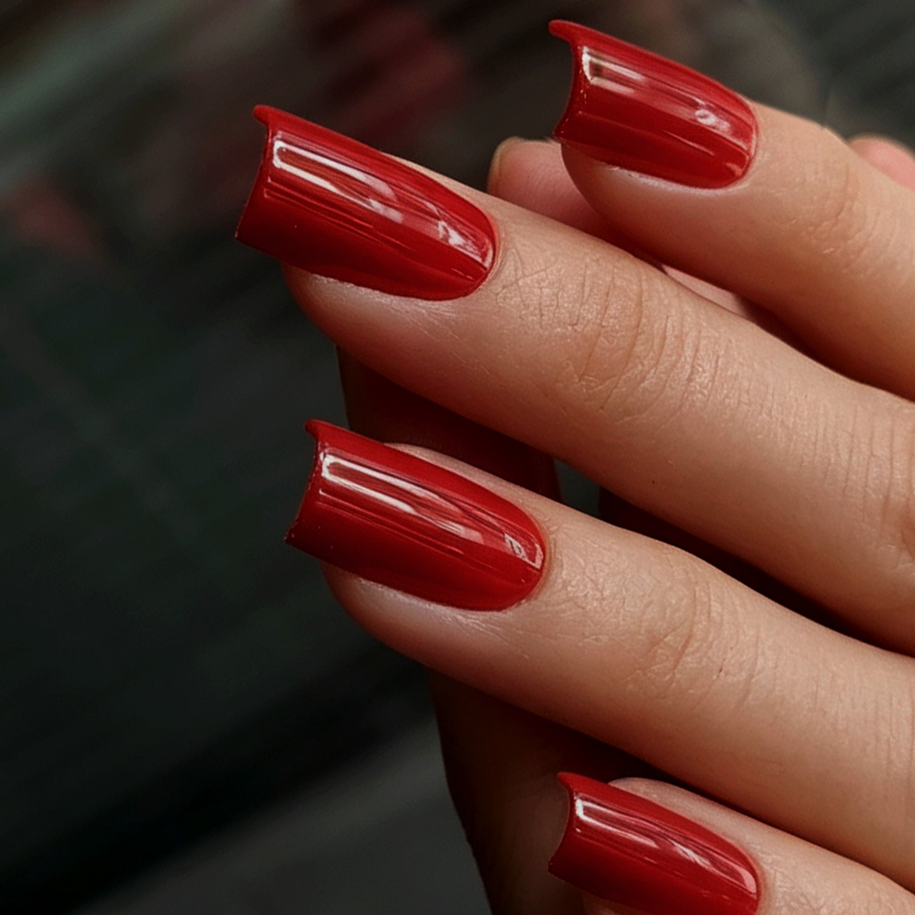 Classic Glossy Red Short Square Press-On Nails