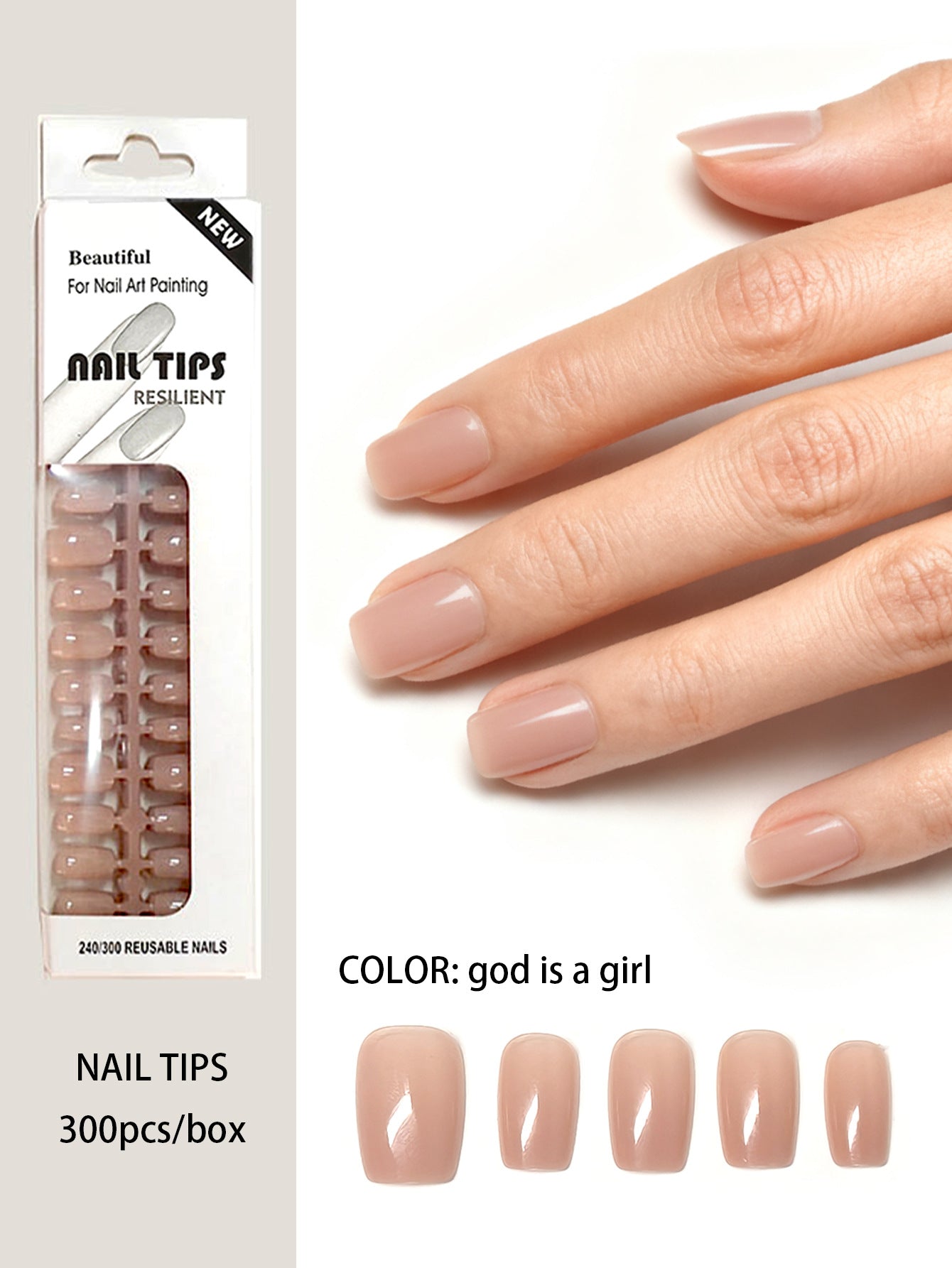 DIY Blank Press-On Nail Tips - Short Square/Oval Bulk Pack