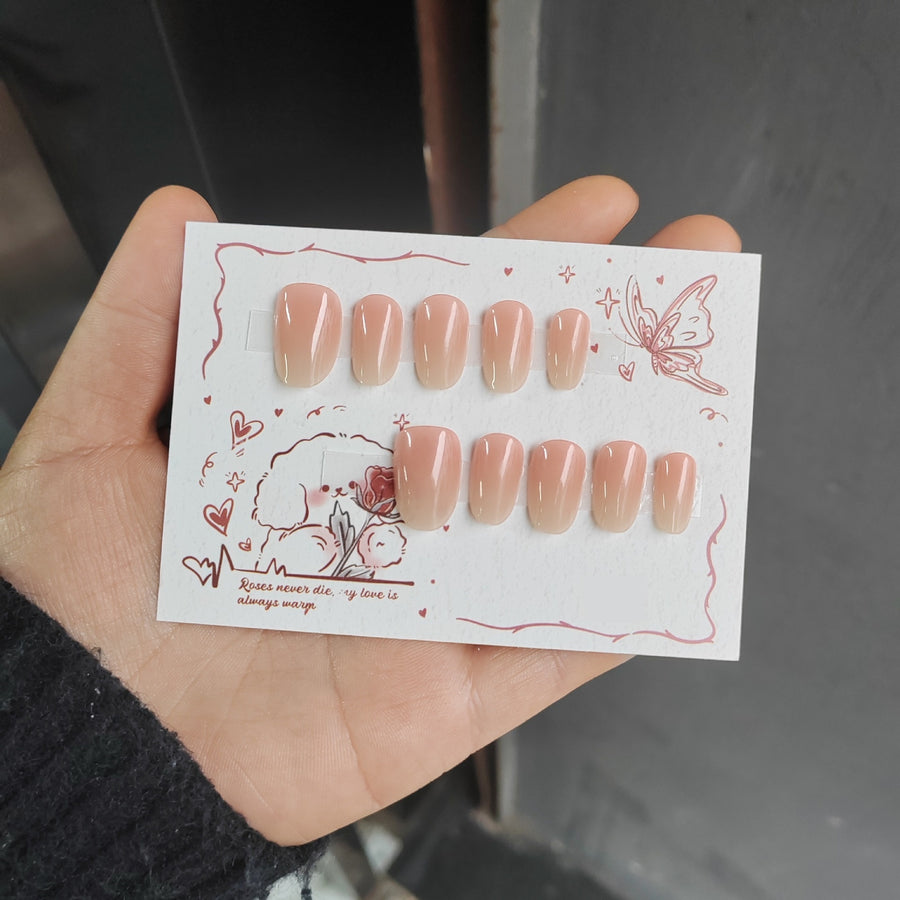 Short Nude Pink Gradient Press-On Nails