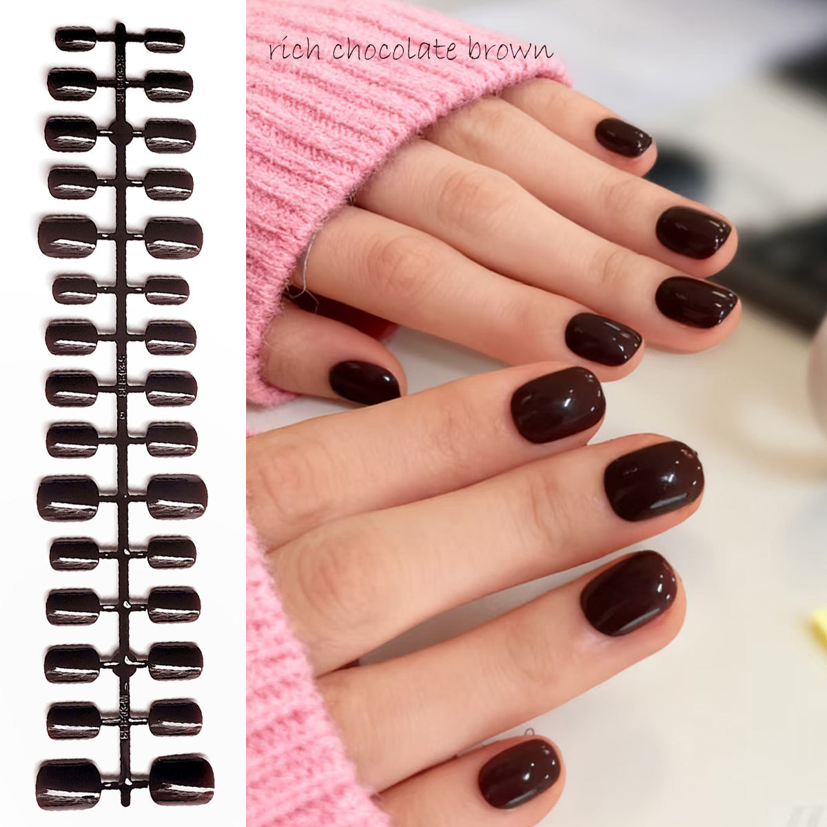 Chic Dark Chocolate Brown Short Press-On Nails