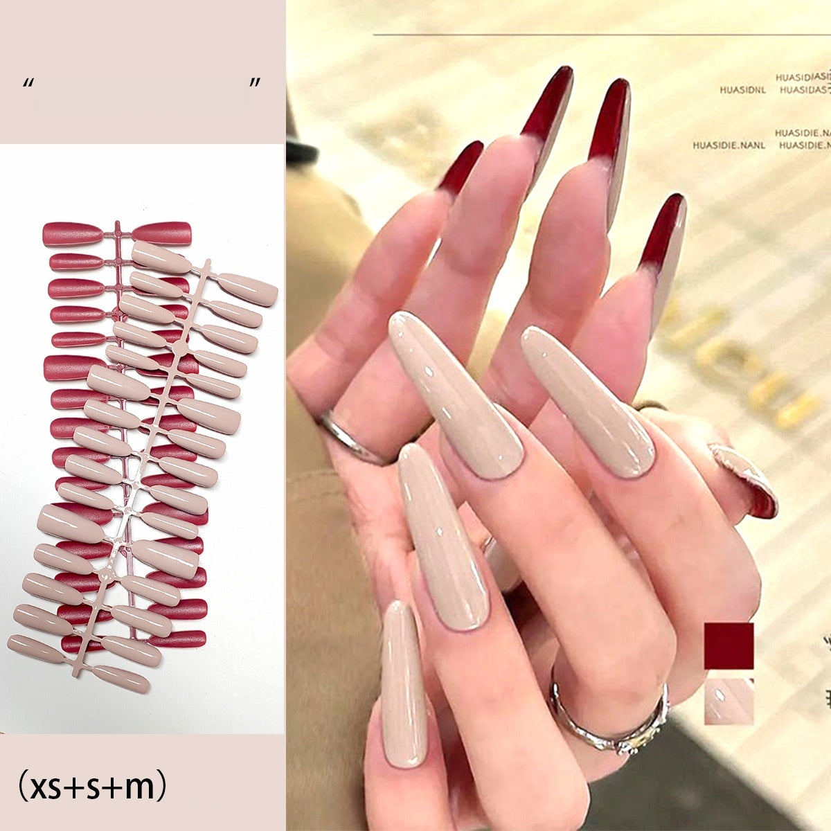 Iconic Red Bottom Nude Long Oval Press-On Nails