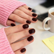 Chic Dark Chocolate Brown Short Press-On Nails