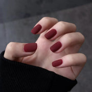Elegant Matte Velvet Burgundy Press-On Nails