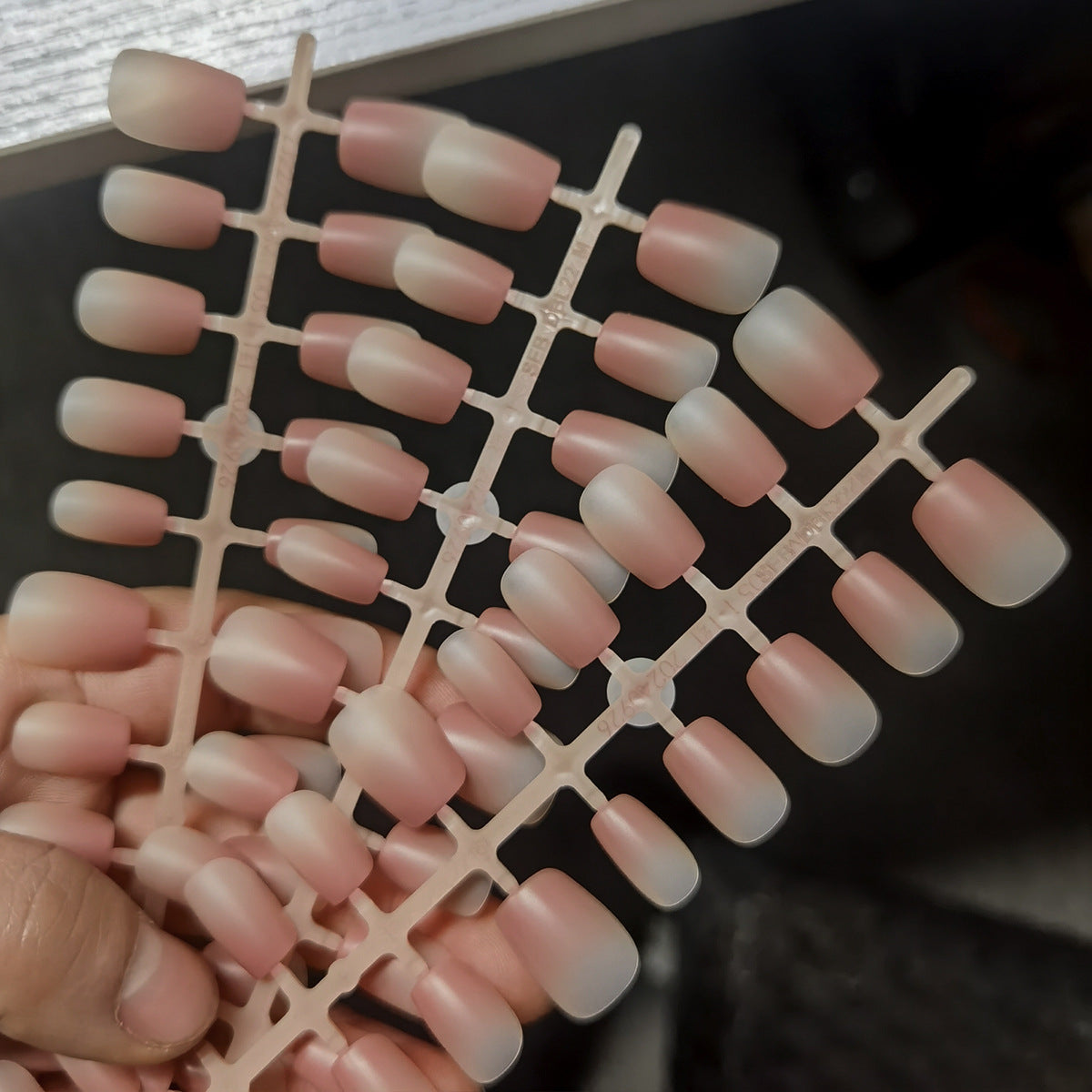 White Peach Oolong Ombre Matte Press-On Nail Tips - 30 Pcs Short Squoval Blanks