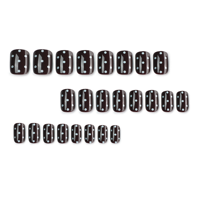 Black White Squoval Short Press On Nails – Image 2