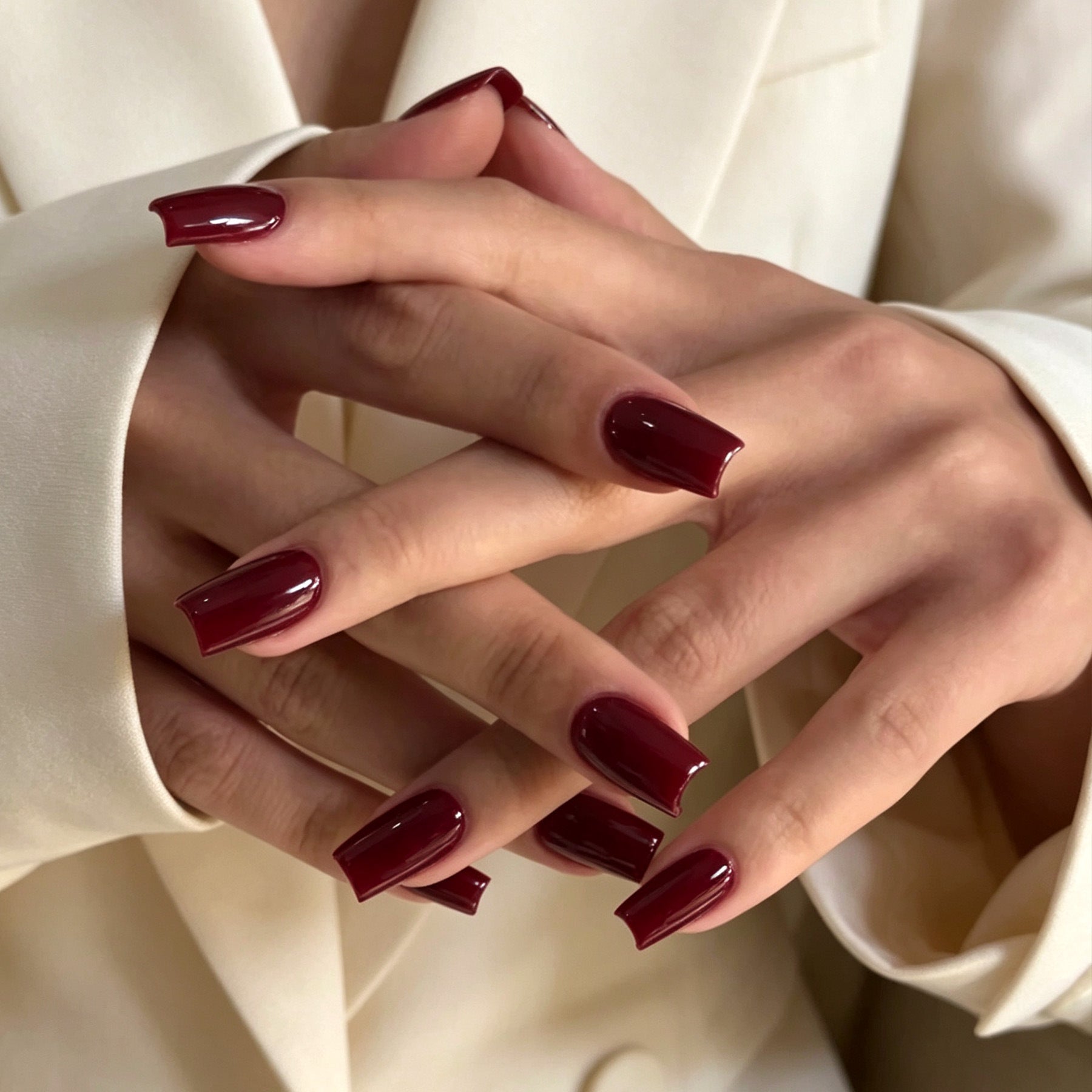 Classic Glossy Red Short Square Press-On Nails