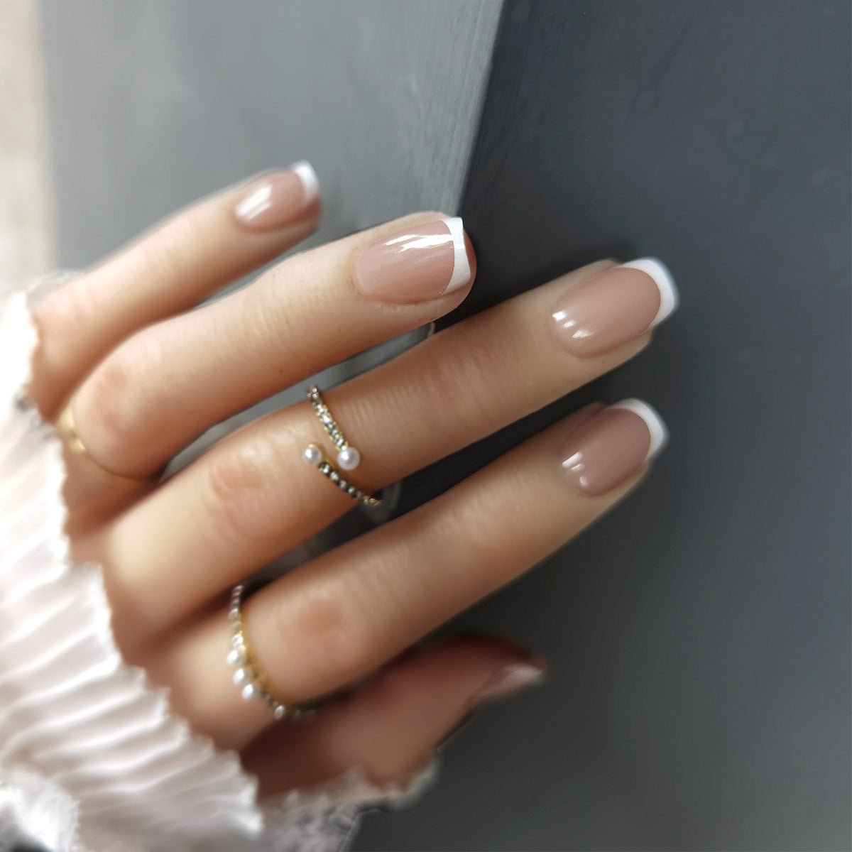 Classic Nude French Tip Short Press-On Nails
