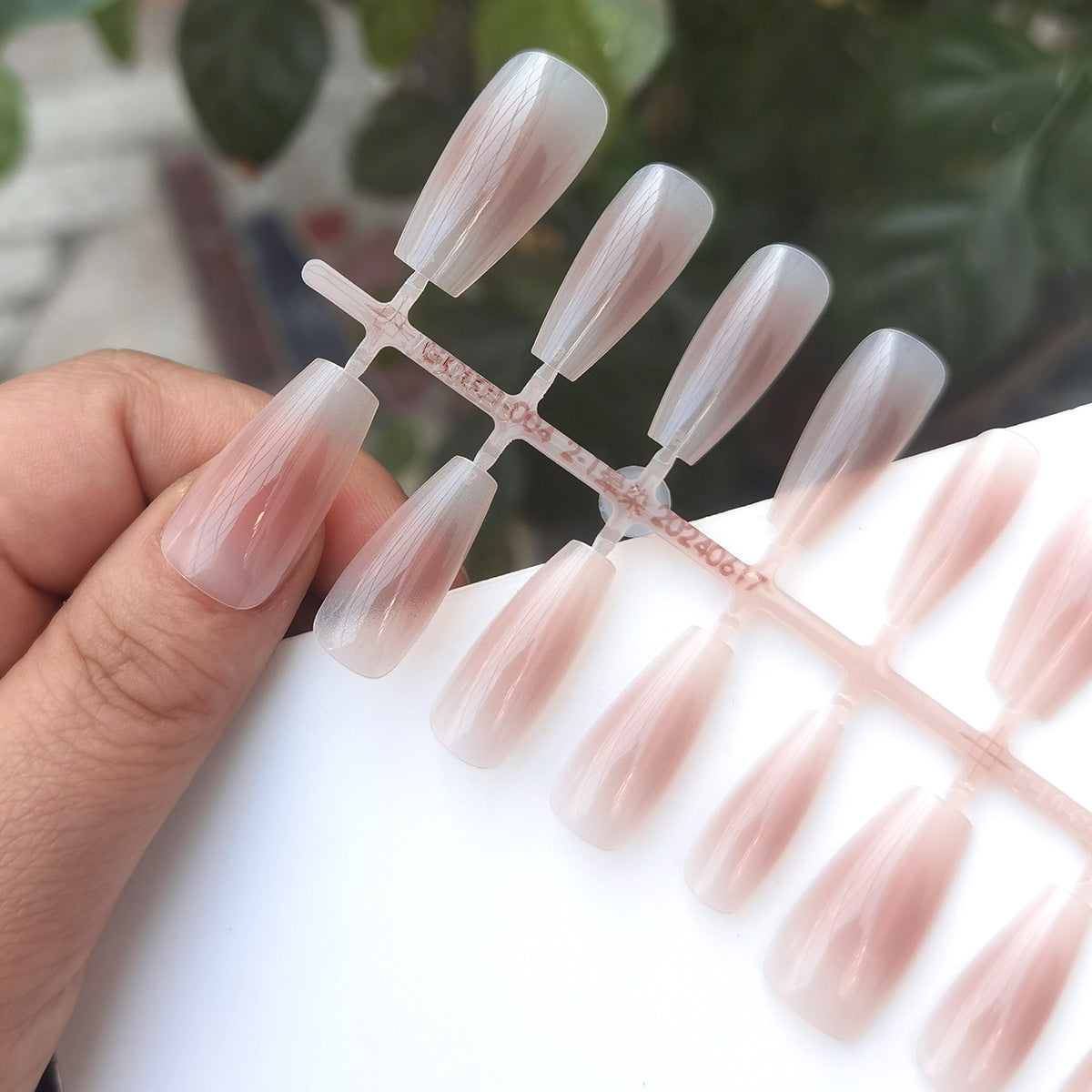 Elegant Dusty Rose Blush Ombre Long Press-On Nails (30 Pieces)