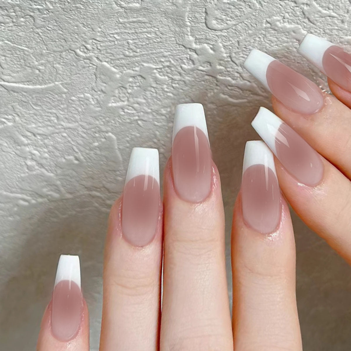 Gentle Blush Ombre & French Tip Press-On Nails | Sheer Nude