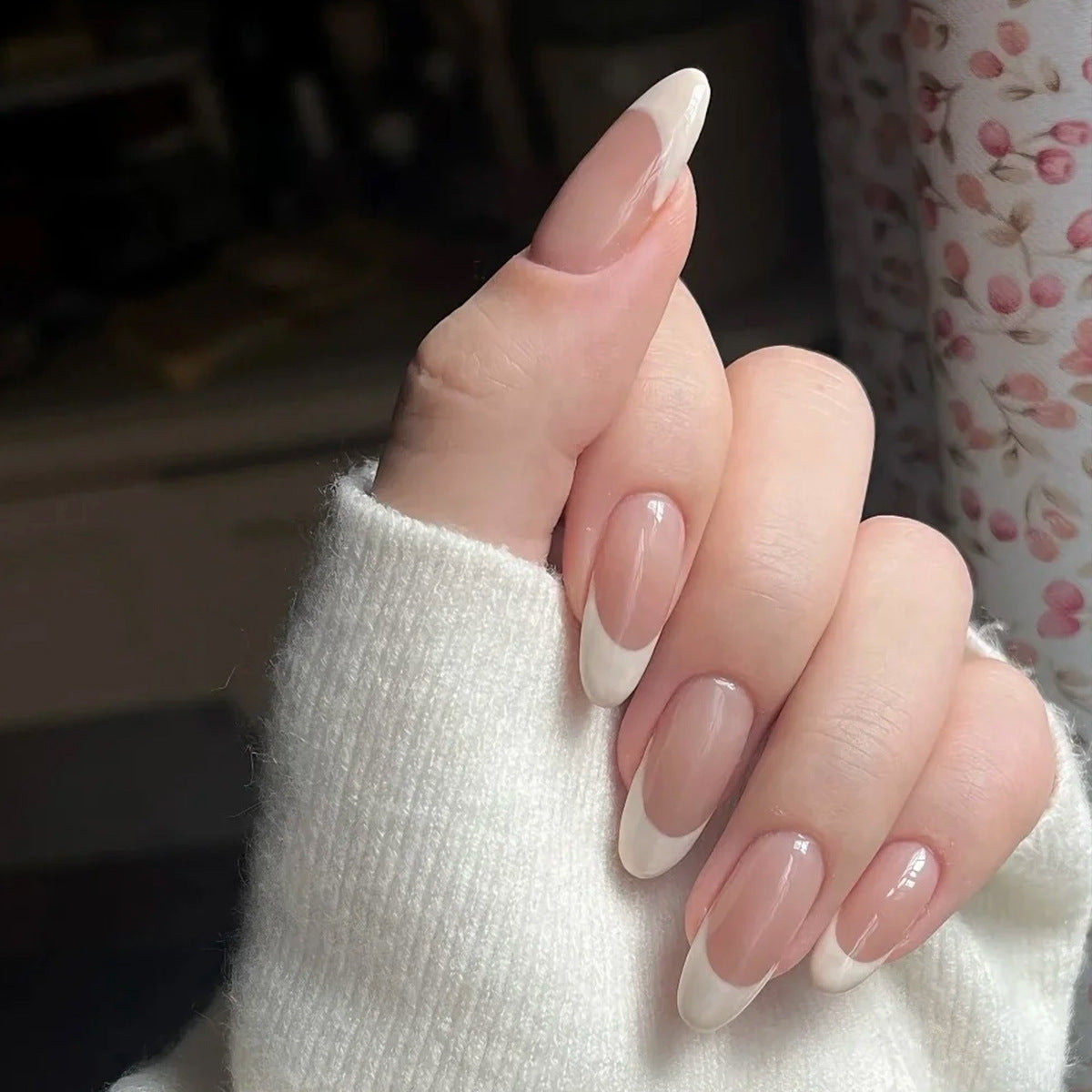 Classic French Tip Press-On Nails | Short Almond Shape