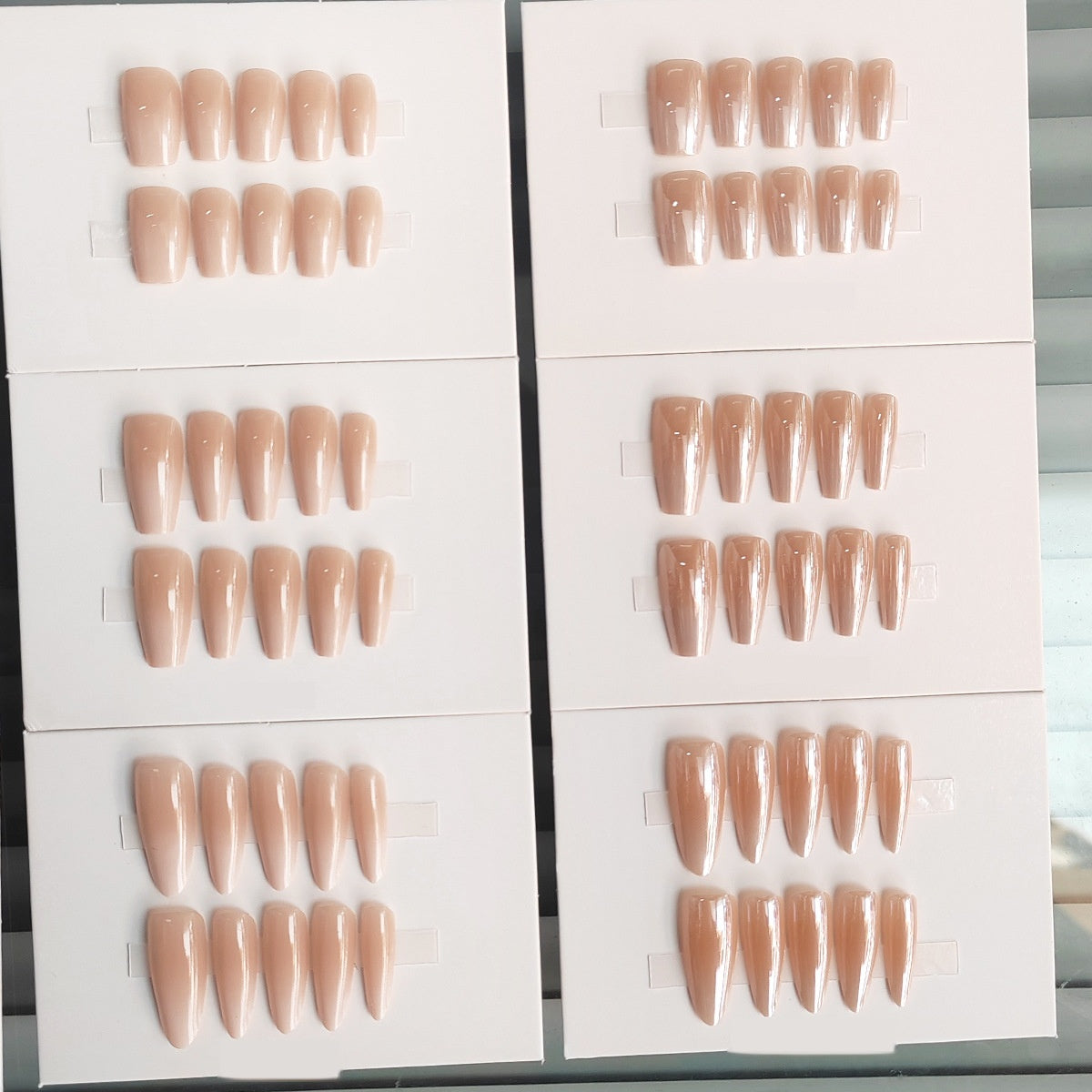 Long Almond Barely There Nude White Ombre Press-On Nails
