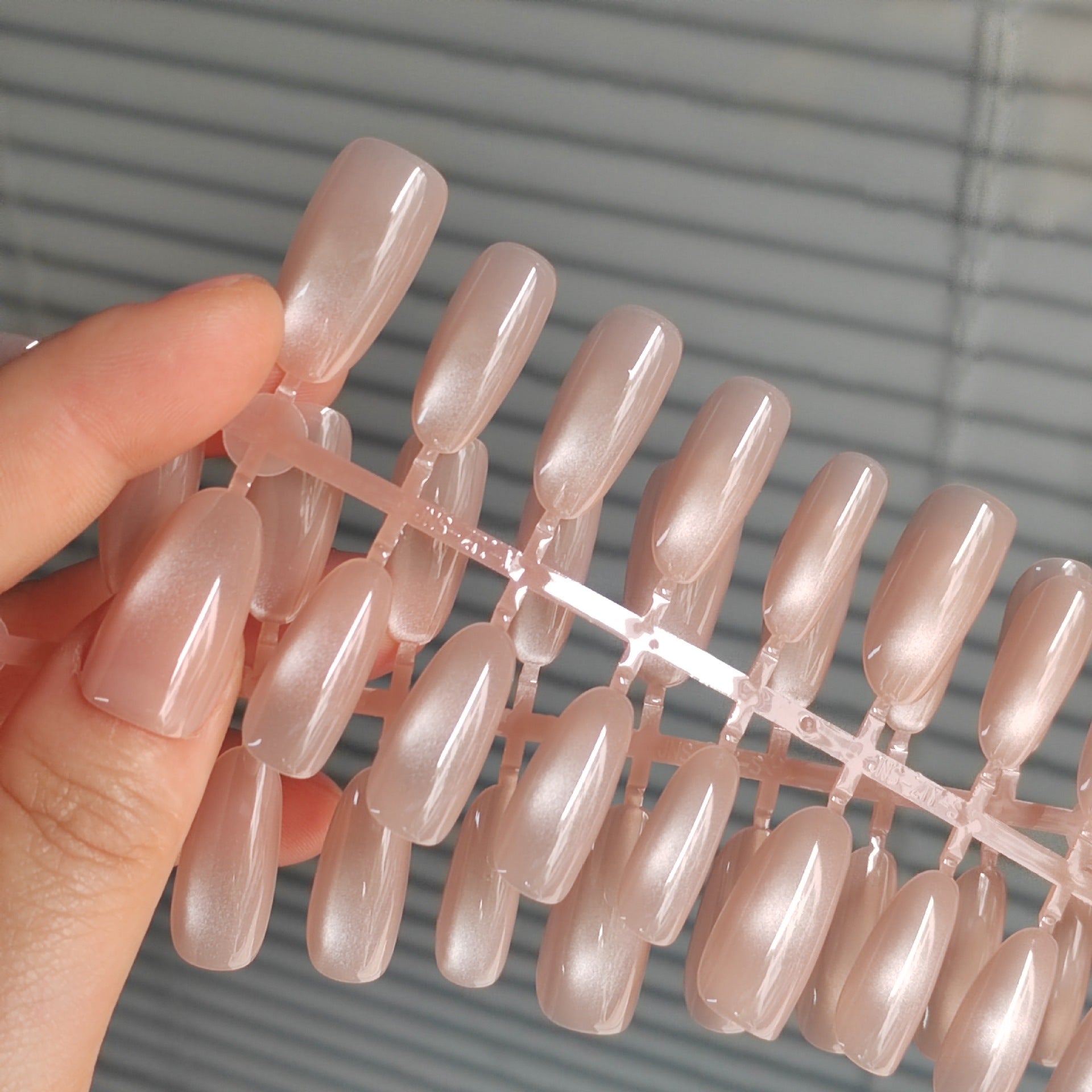 Nude Blush Cat Eye Oval Press-On Nail Tips