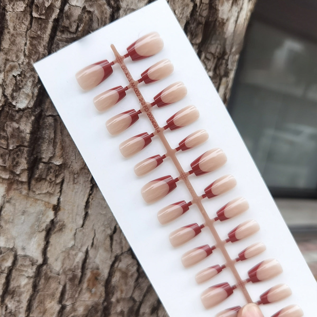 Elegant Red French Tip Press-On Nails | Classic Nude & Red Manicure