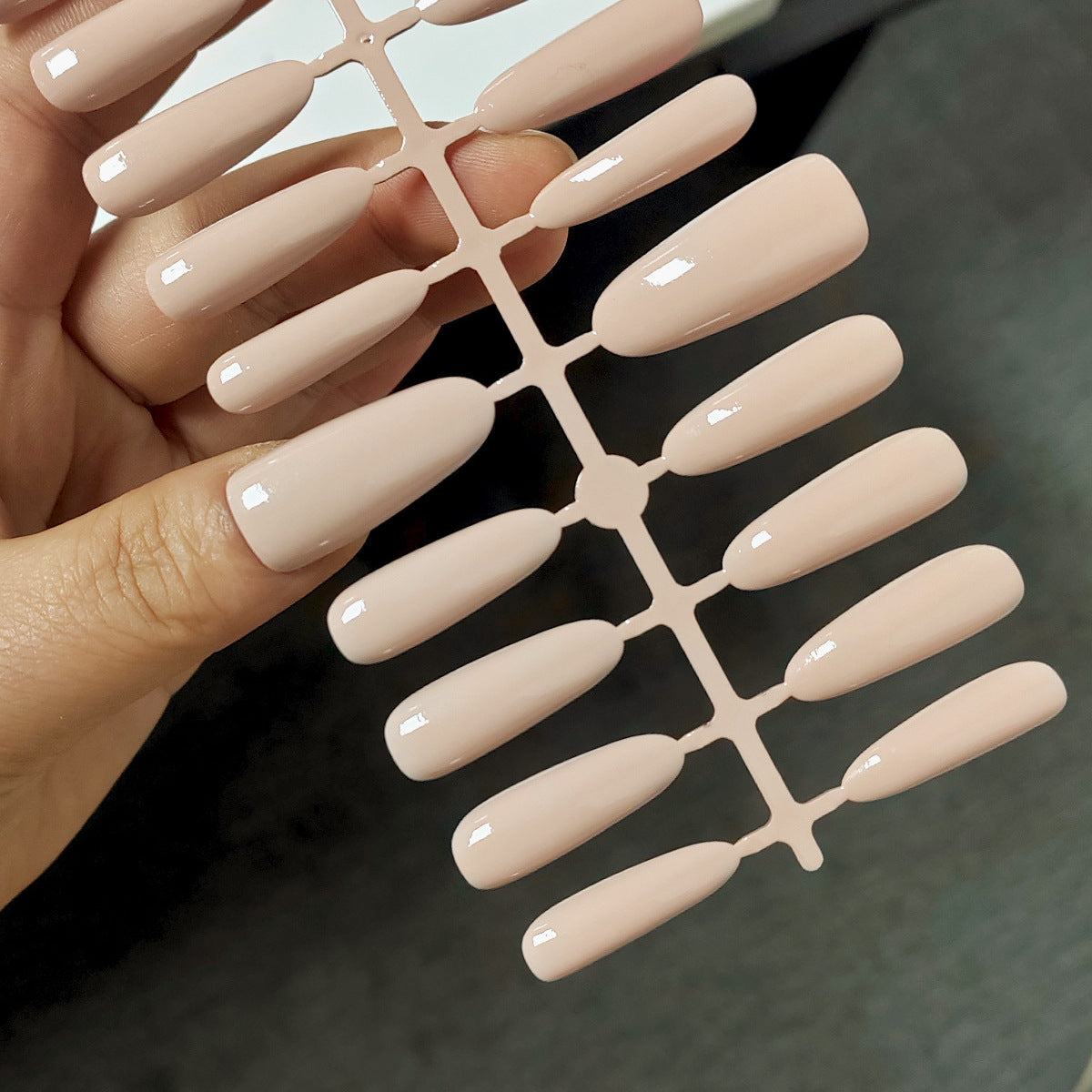 Iconic Red Bottom Nude Long Oval Press-On Nails