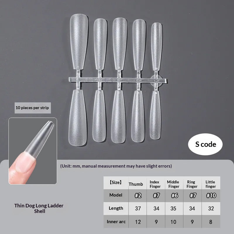 Slim Extra Long Frosted Press-On Nail Tips - Pre-Etched Full Cover Blanks