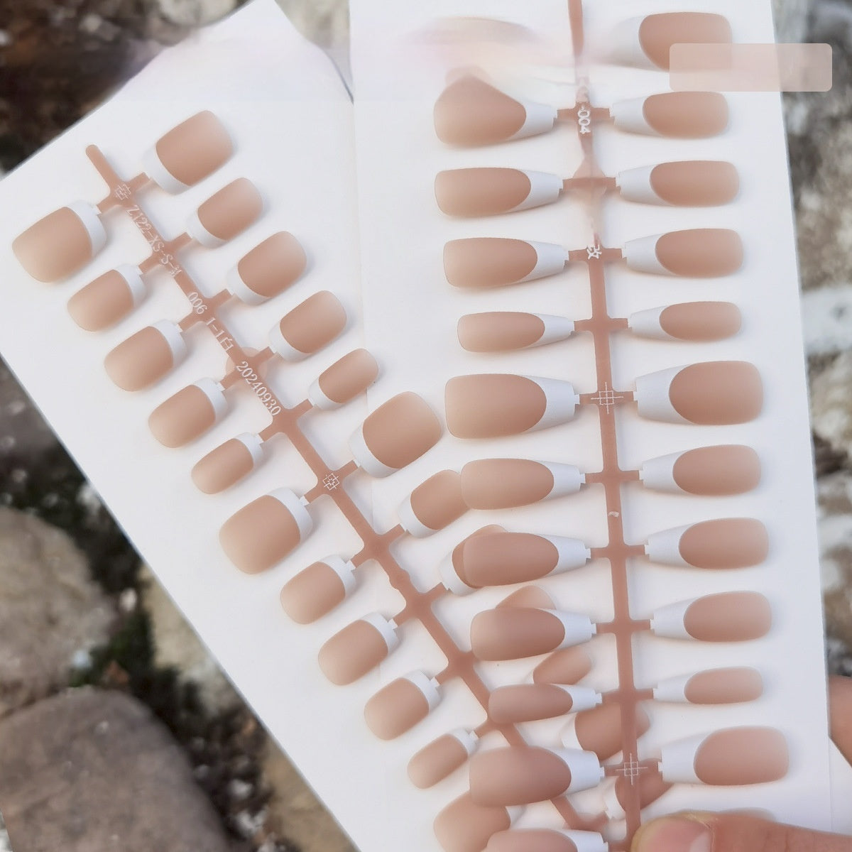 Classic Matte Nude Pink French Tip Press-on Nails - Medium Ballerina Coffin