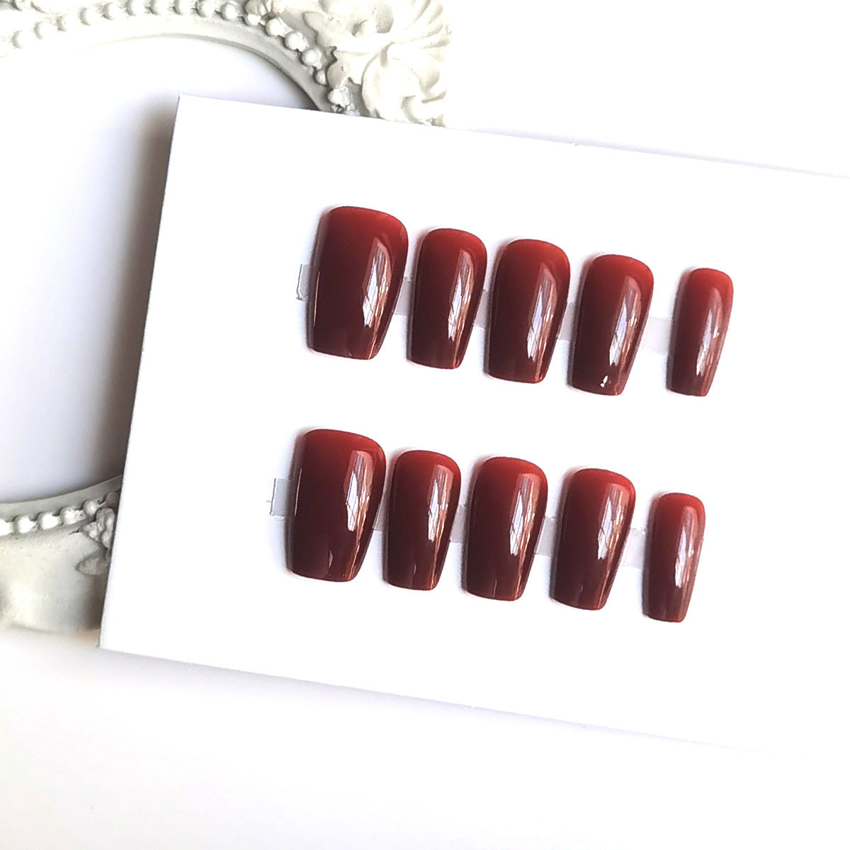 Timeless Burgundy Square Press-On Nails for Holiday & Wedding