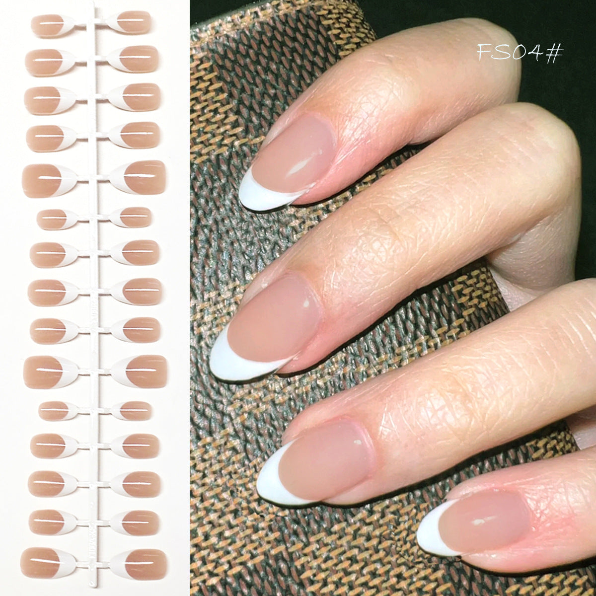 Classic French Tip Press-On Nails | Short Almond Shape