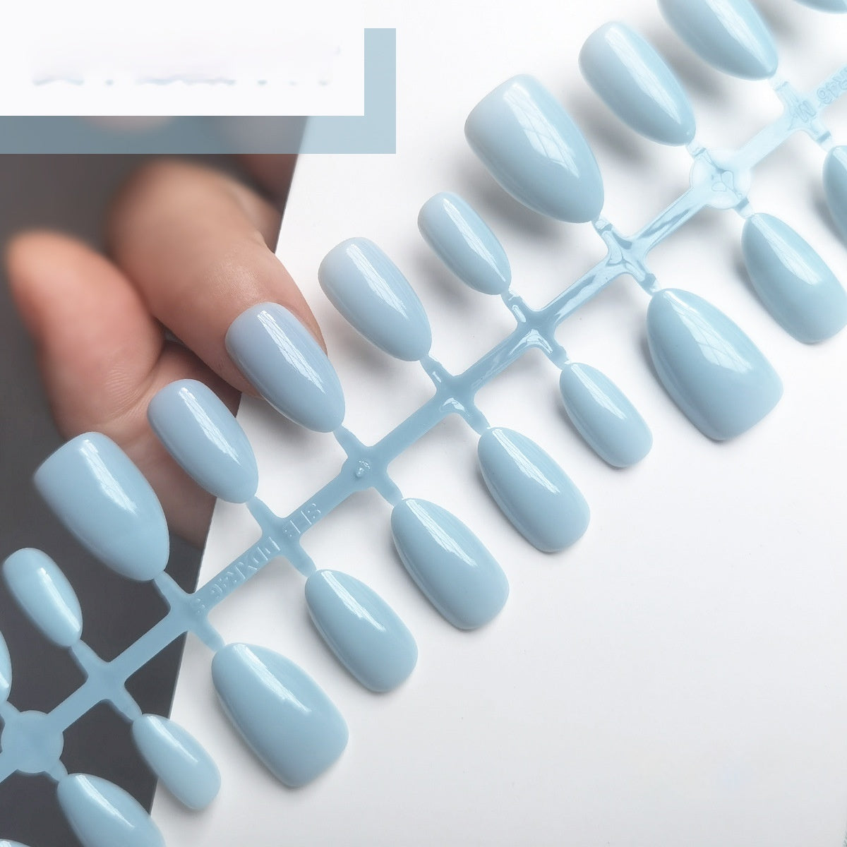 Chic Icy Blue Short Almond Press-On Nails - Solid Color