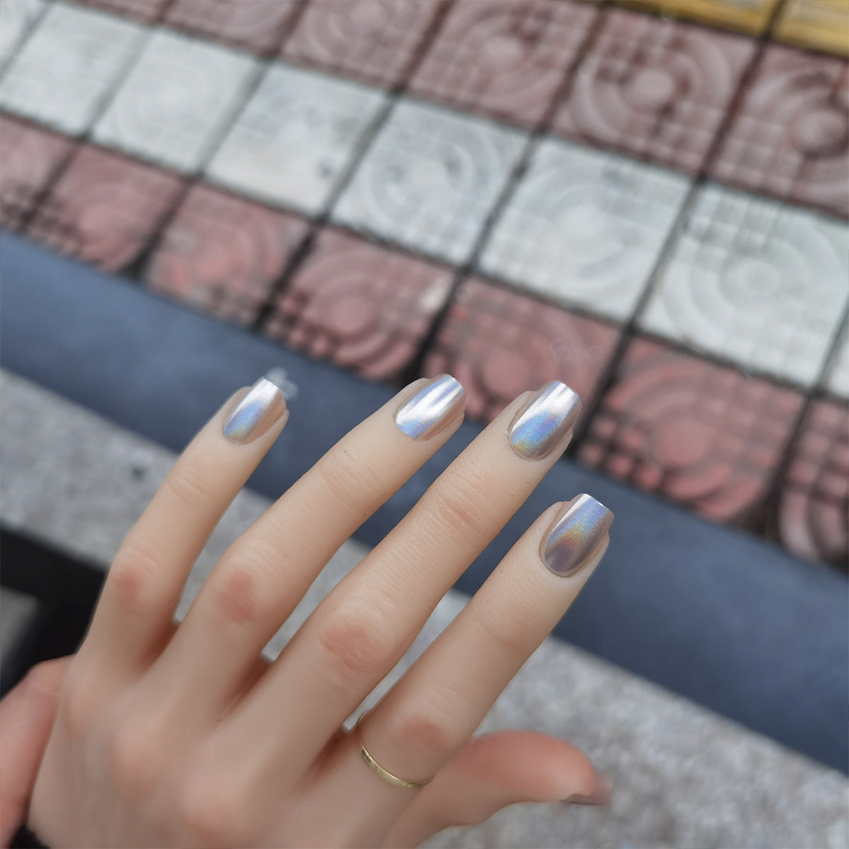 Aurora Iridescent Rainbow Cat Eye Press-On Nails