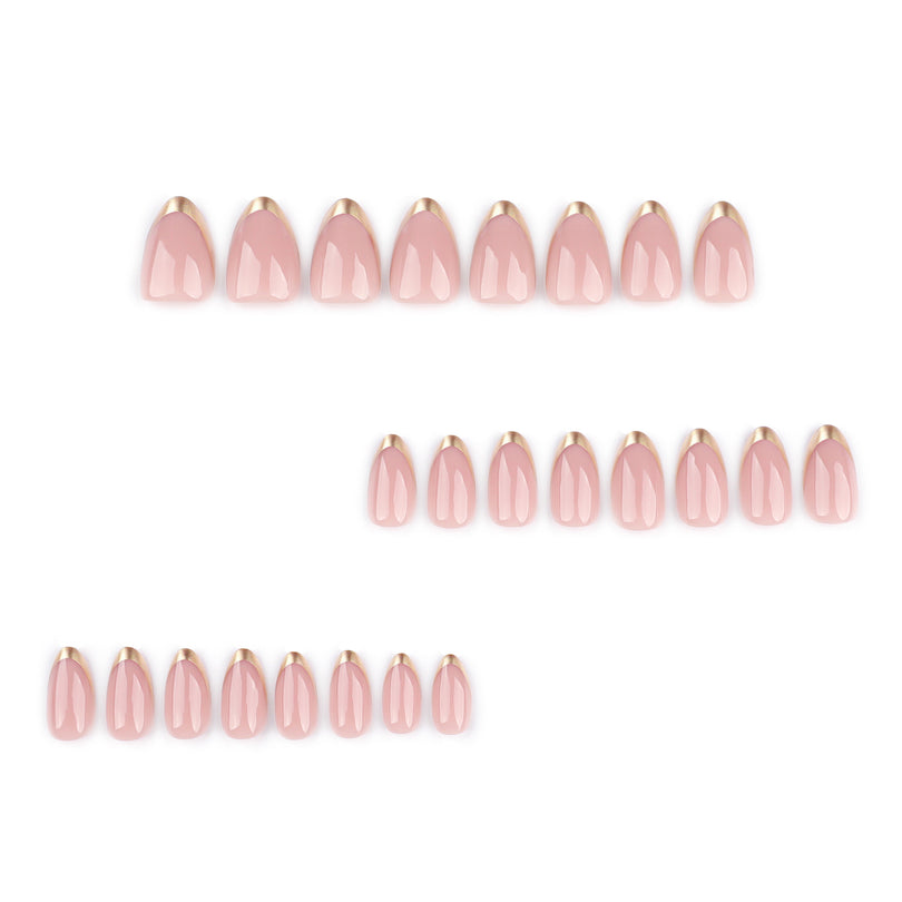 French Minimalist Nude Pink Almond Short Press On Nails – Image 2