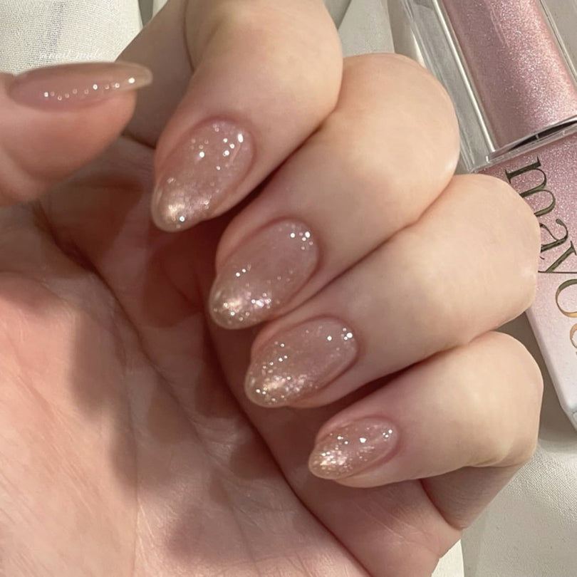 French Minimalist Nude Pink Almond Short Press On Nails – JP4044