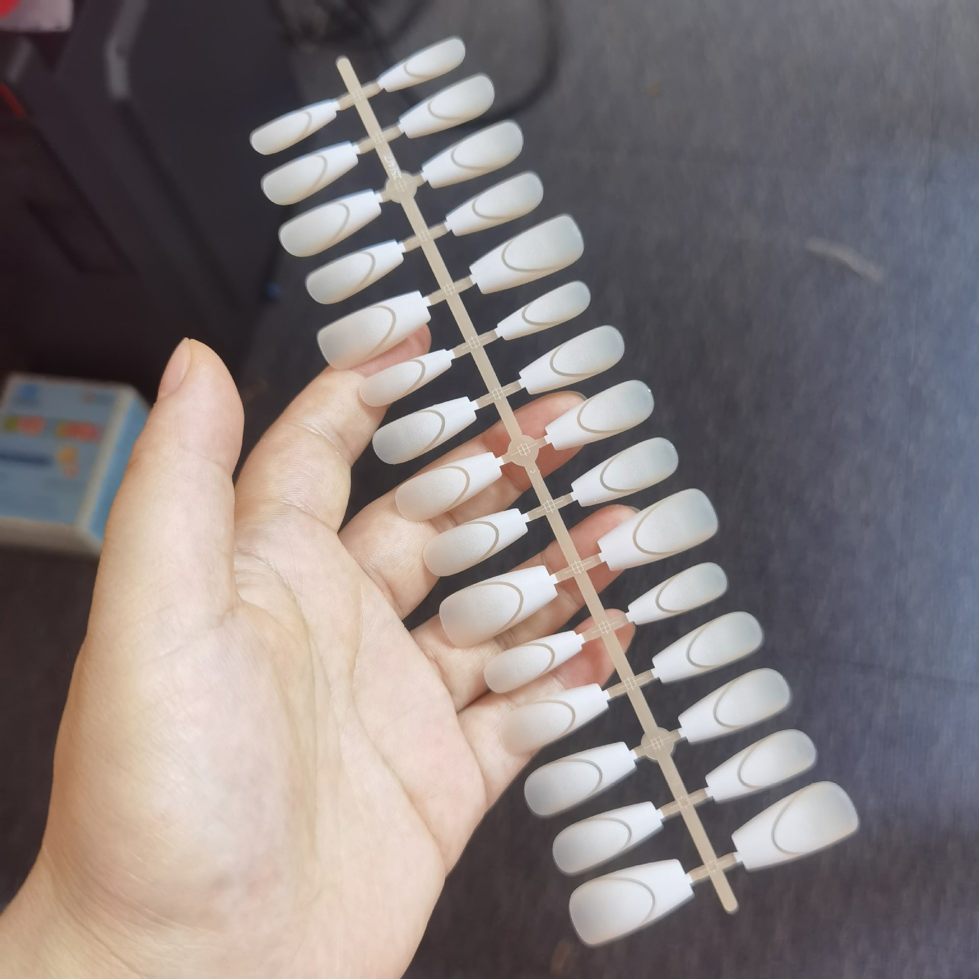 Elegant Velvet Matte Nude Outline French Coffin Press-On Nails