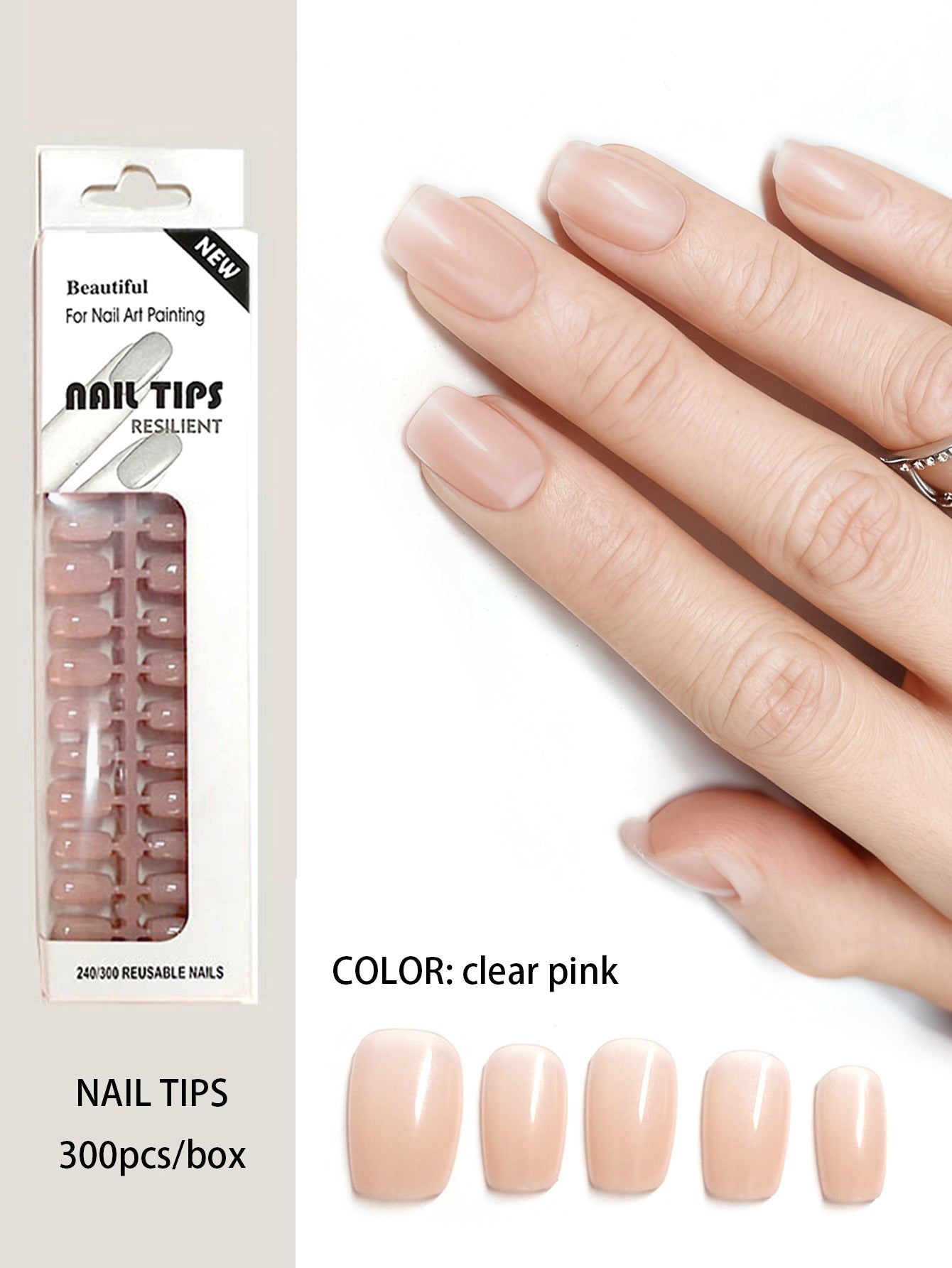 DIY Blank Press-On Nail Tips - Short Square/Oval Bulk Pack