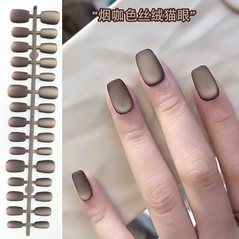 Chic Velvet Matte Cat Eye Short Press-On Nails
