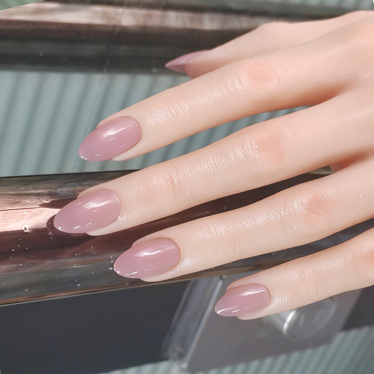 Muted Lavender Short Almond Press-On Nails | Solid Color Everyday Style