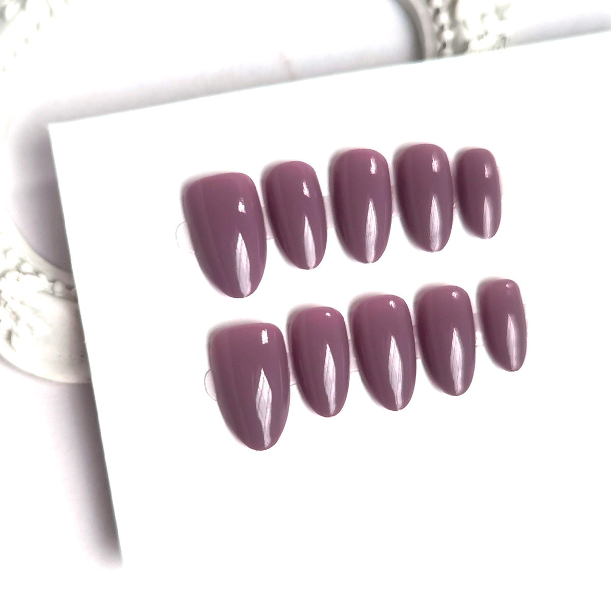 Solid Color Almond Press-On Nails - Reusable & Simple