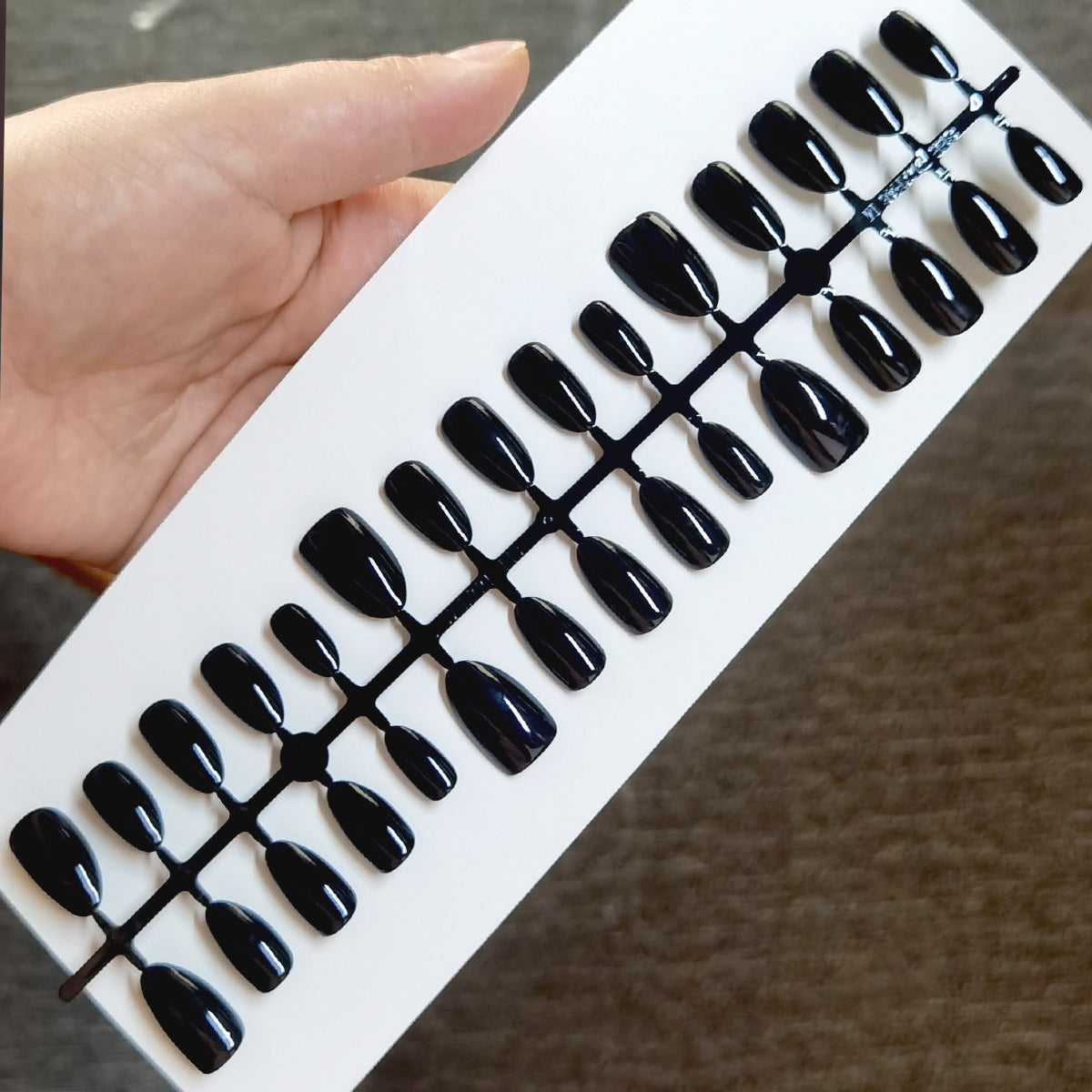 Sleek Black Short Almond Press-On Nails | 30 Piece Set